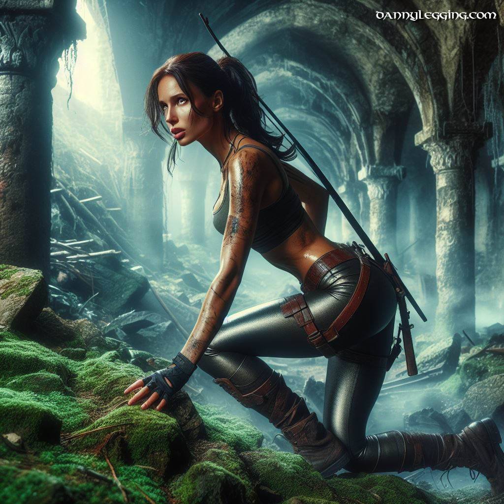 Tomb raider, lara croft, searching ruins, wearing shiny leggings 2